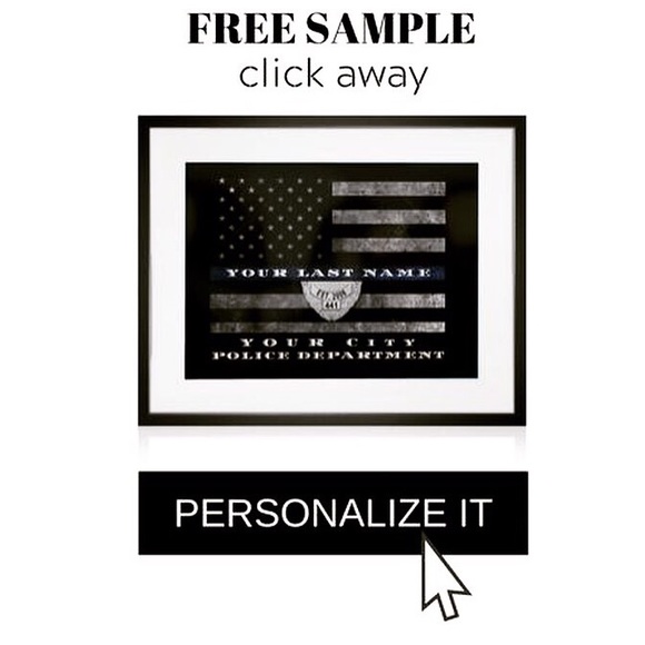 Modern Memory Design Wall Art Police Officer Thin Blue Line Flag Custom Poshmark